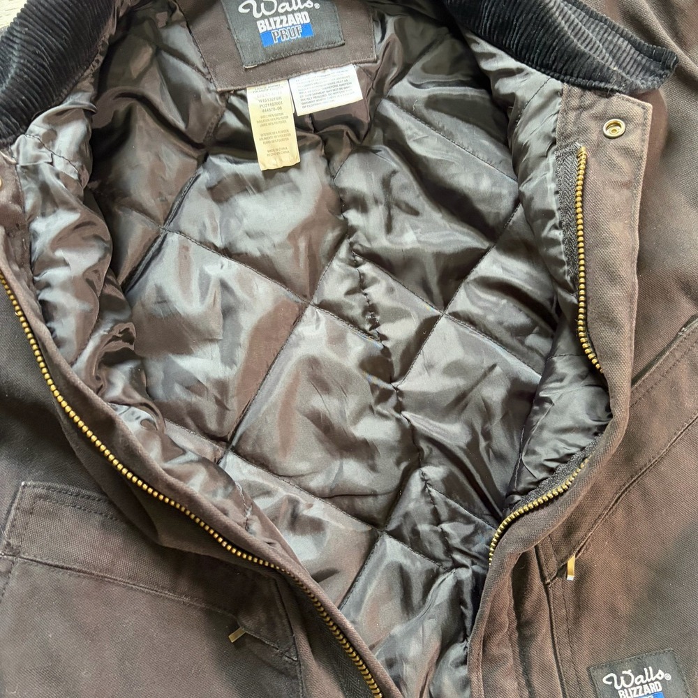 Walls Workwear Insulated Coveralls Black Sz  Large Short Chest 42-44 Quilt Lined - Picture 14 of 14